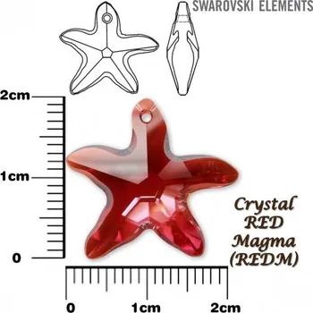 Dětské navlékací korálky SWAROVSKI Starfish Pendant barva CRYSTAL RED MAGMA velikost 20mm