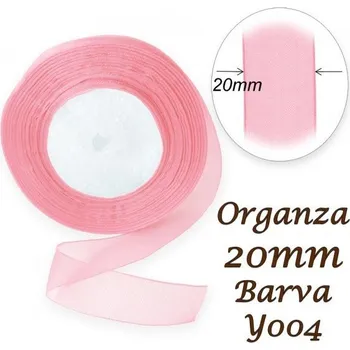 Stuha ORGANZA stuha šířka 20mm. Číslo Y004 barva RŮŽOVÁ SVĚTLÁ