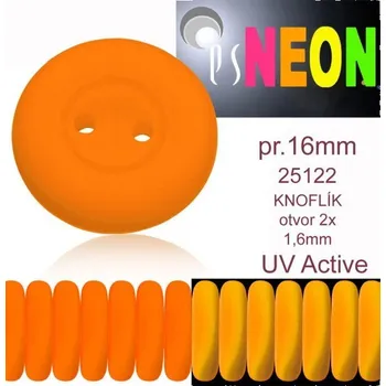 Knoflík KNOFLÍK NEON (UV Active) velikost pr.16mm barva 25122 ORANŽOVÁ.