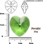 SWAROVSKI Heart Pendant barva PERIDOT velikost 18x17,5mm.