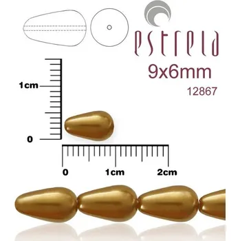 Korálek VOSKOVANÉ korále tvar kapka. Velikost 9x6mm. Barva 12867 (bronzová). Balení 10ks na návleku.