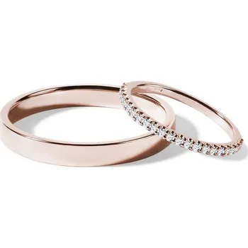 Prsten Set snubních prstenů z růžového 14k zlata s diamanty KLENOTA