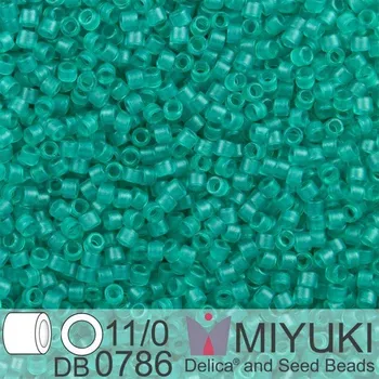 Korálek Korálky Miyuki Delica 11/0. Barva Dyed SF Tr Teal DB0786. Balení 5g