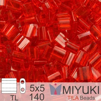 Korálek Korálky MIYUKI tvar TILA BEADS velikost 5x5mm. Barva TL-140 Transparent Red Orange. Balení 5g.