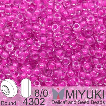 Korálek Korálky Miyuki Round 8/0. Barva 4302 Luminous Hot Magenta. Balení 5g
