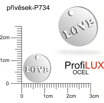 Přívěsek Přívěsek Chirurgická Ocel ozn-P734 medailon LOVE velikost pr.12mm. Řada přívěsků ProfiLUX