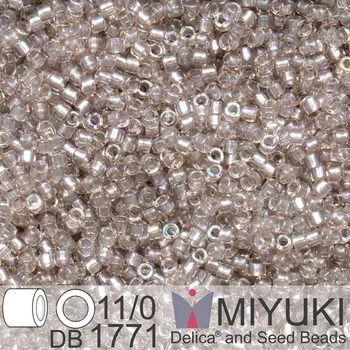 Korálek Korálky Miyuki Delica 11/0. Barva Sparkling Pewter Lined Light Tea Rose AB DB1771. Balení 5g
