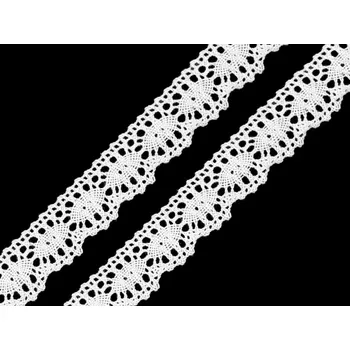 Krajka Bavlněná krajka šíře 22 mm paličkovaná METRÁŽ - 2 bílá