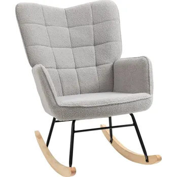 Křeslo HOMCOM Křeslo houpací z masivního dřeva, šedé