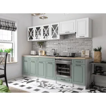 Falco Kuchyňská linka Gréta 260/260 bílá/sv.zelená MAT