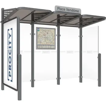 Městské kolo Autobusová zastávka CONVI s pravou bočnicí a informační vitrínou 3000 mm + doprava zdarma
