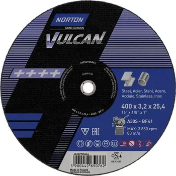 Řezný kotouč NORTON-CLIPPER Řezání Kotouč pro kov 400x3.2x25.4mm pro rozbrušovací pily Norton VULCAN