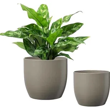 Obal na květináč obal keramický Basel šedohnědý matný pr14cm c1851