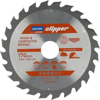 NORTON-CLIPPER Kotouče na dřevo 170x2.6mm /1.6x30mm Norton Clipper TCT WOOD RIPPING