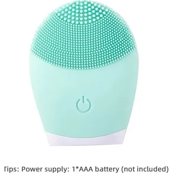 Elektrický čistič pleti Silikonový kartáček na čištění pleti | elektrický kartáček na obličej - Světle zelená