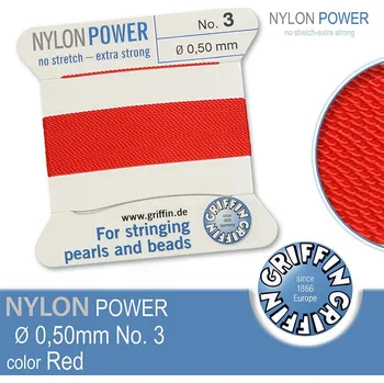 Nit NYLON Power velmi pevná nit GRIFFIN síla nitě 0,50mm Barva Red