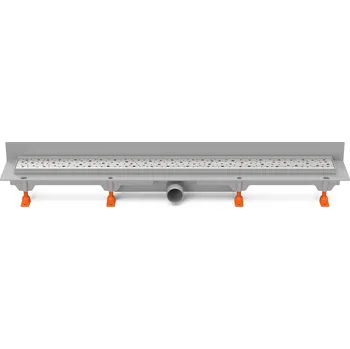 Odvodňovací žlab Chuděj Lineární plastový žlab MCH Square 650 mm CH 650SN2 ke stěně s roštem Square a nerezovým rámečkem