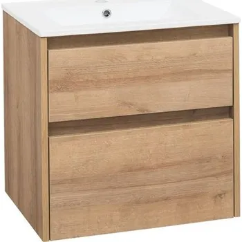 Koupelnový nábytek EBS Duomo Skříňka a keramické umyvadlo Slim 61 cm, dub Riviera DUOMOSL61D