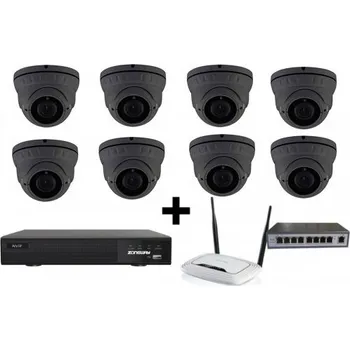 Kompletní kamerový systém 5MPx kamerový IP POE set - 8x NC960, POE switch 8 + 1, NVR | ZONEWAY 8-NC960-3016