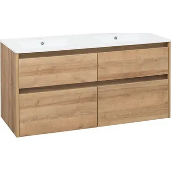 Koupelnový nábytek EBS Duomo Skříňka a keramické umyvadlo Slim 121 cm, dub Riviera DUOMOSL121D