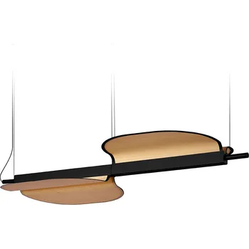 LZF Závěsné otočné svítidlo z dřevěné dýhy Omma 2 Leaves Dekor: Přírodní bukové dřevo, Barva svítidla: Matná černá OM S2 BK LED DIMDALI 22 Závěsné otočné svítidlo z dřevěné dýhy Omma 2 Leaves