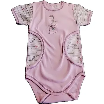 Kojenecké body krátký rukáv - ŽIRAFKA růžové - vel.86