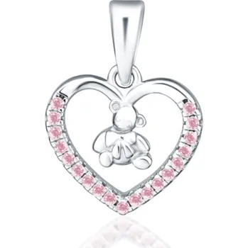 Přívěsek Stříbrný přívěsek srdíčko s medvídkem