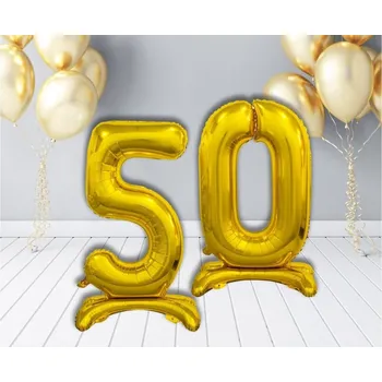 Balónek Stojací FB číslo 50 - zlaté, 74 cm