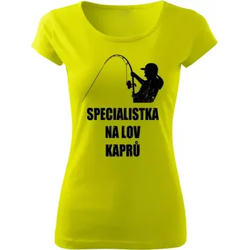 Dámské rybářské tričko Specialistka na lov kaprů limetkové