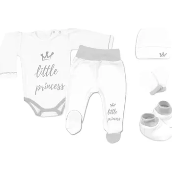 Kojenecká souprava Souprava kojenecká 5-dílná bavlna - LITTLE PRINCESS bílá - vel.56