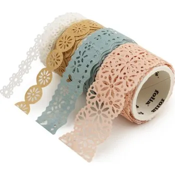 Lepicí páska Krajková washi páska 4x1m pastel
