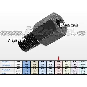 Zrcátko pro motocykl Závitová redukce, vnější M8 pravý - vnitřní M10 pravý