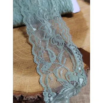 Krajka Elastická krajka šíře 55 mm barva zelinkavá