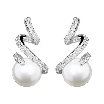 Náušnice Silver Cat Okouzlující stříbrné náušnice s perlami SC495 + 2 měsíce na vrácení zboží