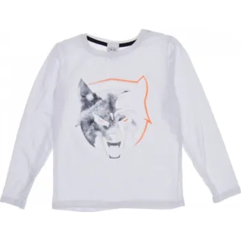 Dívčí tričko Chlapecké tričko dl. rukáv bílé Wolf 110