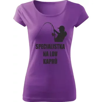 Dámské rybářské tričko Specialistka na lov kaprů fialové