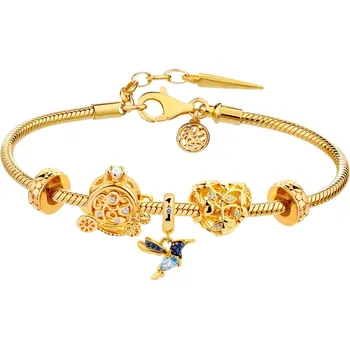 Náramek Pozlacený stříbrný náramek beads - sada - srdce, kočár, kolibřík - AP93-0352