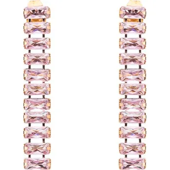 Náušnice franco bene Podlouhlé pozlacené Crystal náušnice - růžové | 1412