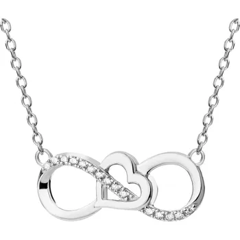 Náhrdelník Stříbrný náhrdelník se zirkony - nekonečna, srdce - AP536-9365