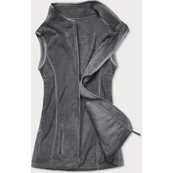 Dámská vesta Tmavě šedá plyšová dámská vesta (HH003-2) odstíny šedé S (36)