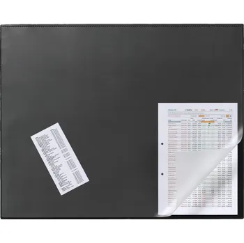 Psací podložka Podložka na stůl 530x400 mm s průhlednou klopou černá