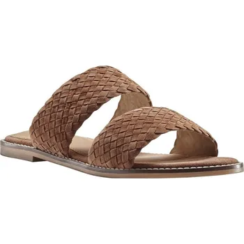 Dámské pantofle Ploché pantofle ze splétané kůže karamelová 41