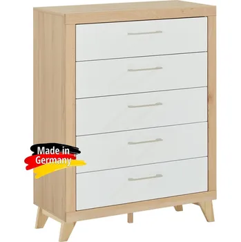 Komoda Moderní prádelník/komoda jádrový buk masiv/bílá matná MDF BERLIN-S04-1BN