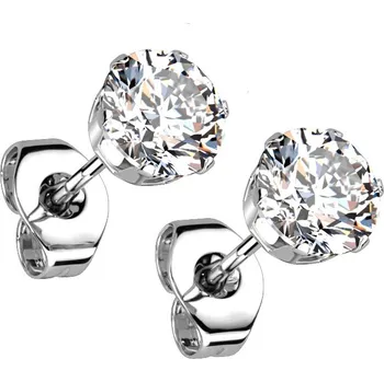 Náušnice Ocelové náušnice s čirým zirkonem - 3, 4 nebo 5 mm Rozměry: 2 mm