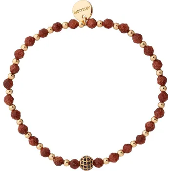 Náramek Pozlacený náramek z mosazi s klenotnickými kameny - pouštní písek a zirkony - AR535-9900