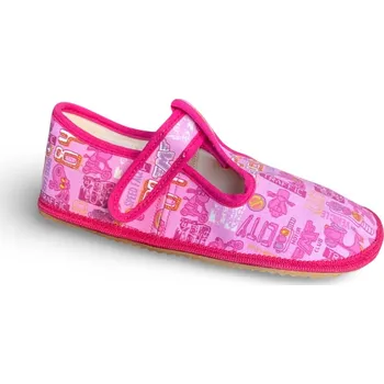 Chlapecké bačkory Beda barefoot přezůvky růžové znaky Velikost: EU 34