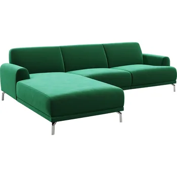 Pohovka Tmavě zelená rohová sametová pohovka MESONICA Puzo, levá, 240 cm