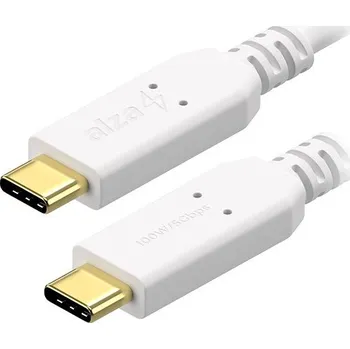 Datový kabel AlzaPower Core USB-C to USB-C 3.2 Gen 1 100W 1m bílý