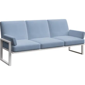 Zahradní pohovka Modrá třímístná zahradní pohovka MESONICA Soledo s bílou podnoží 205 cm