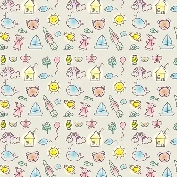 Balící papír Recyklovaný balící papír, potištěný originální kresbou od Alči, jemný dětský, rozměr 90x134cm